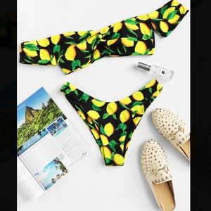 Lemon Print Two Piece Bikini Set